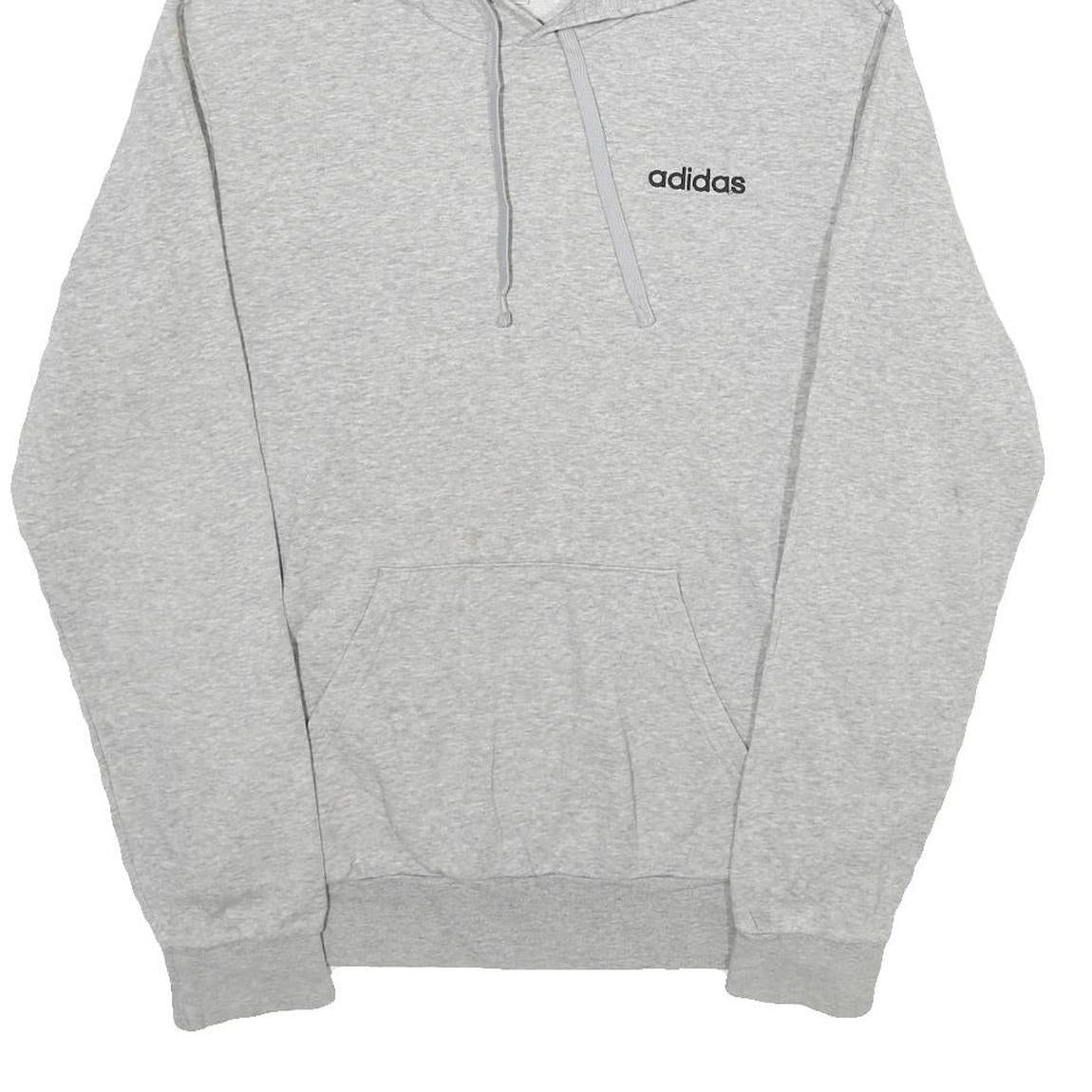 ADIDAS Mens Grey Pullover Hoodie S Cotton Sports Casual Sweatshirt