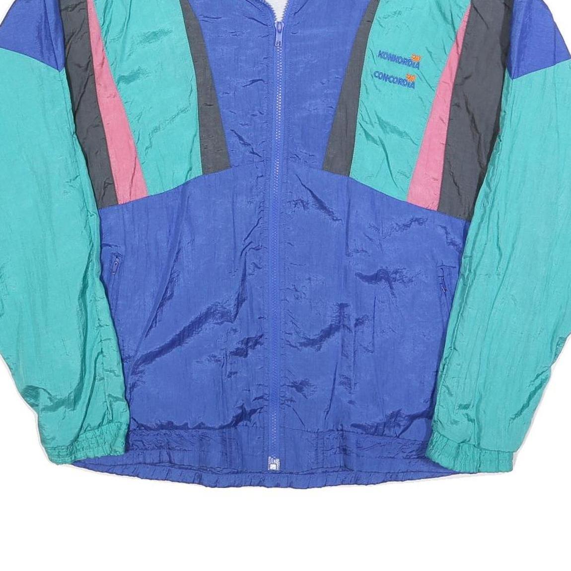 CONCORDIA Mens Blue Green Pink Black Colourblock Jacket M Polyester Blend Zip