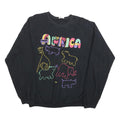 ITS AFRICA Womens Black Cotton Blend Crew Neck L Sweatshirt Colourful Animal