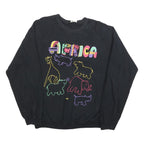 ITS AFRICA Womens Black Cotton Blend Crew Neck L Sweatshirt Colourful Animal