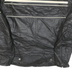 SEDICI Womens Black & Cream Leather Biker Jacket M Zip Sporty Striped Racing