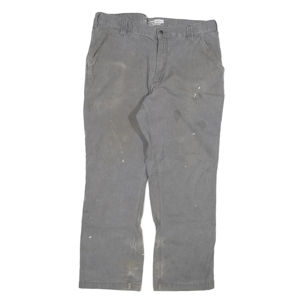 CARHARTT Mens Grey Cotton Blend Relaxed Straight Trousers W38 L30 Workwear