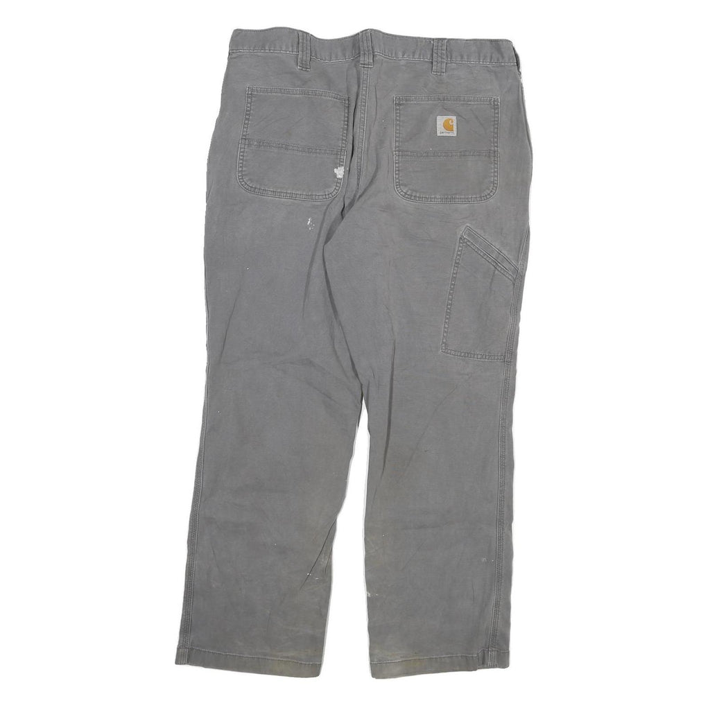 CARHARTT Mens Grey Cotton Blend Relaxed Straight Trousers W38 L30 Workwear