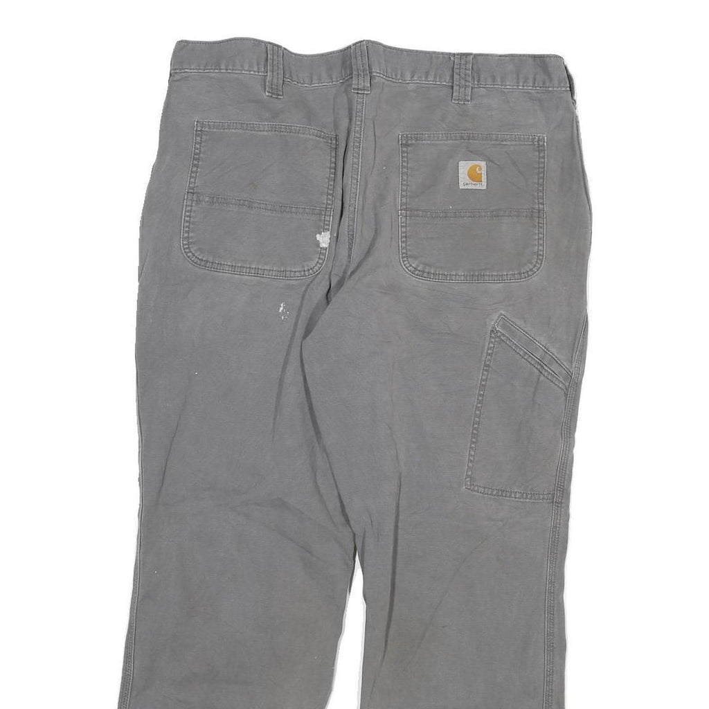 CARHARTT Mens Grey Cotton Blend Relaxed Straight Trousers W38 L30 Workwear