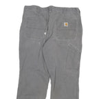 CARHARTT Mens Grey Cotton Blend Relaxed Straight Trousers W38 L30 Workwear
