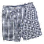 LETS GO Mens Shorts Blue & White Check L W34 Casual Cotton Blend Classic Fit