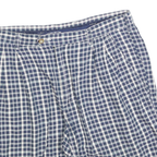 LETS GO Mens Shorts Blue & White Check L W34 Casual Cotton Blend Classic Fit