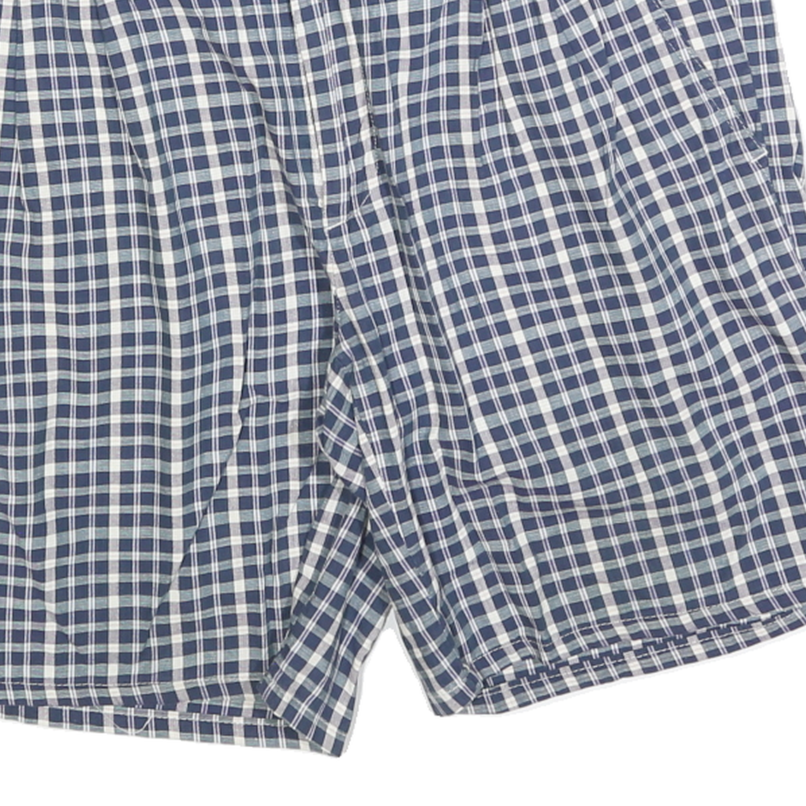LETS GO Mens Shorts Blue & White Check L W34 Casual Cotton Blend Classic Fit
