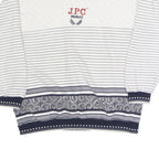 JEAN PASCALE Womens White & Navy Patterned Crew Neck Sweatshirt S Casual Cotton