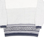 JEAN PASCALE Womens White & Navy Patterned Crew Neck Sweatshirt S Casual Cotton