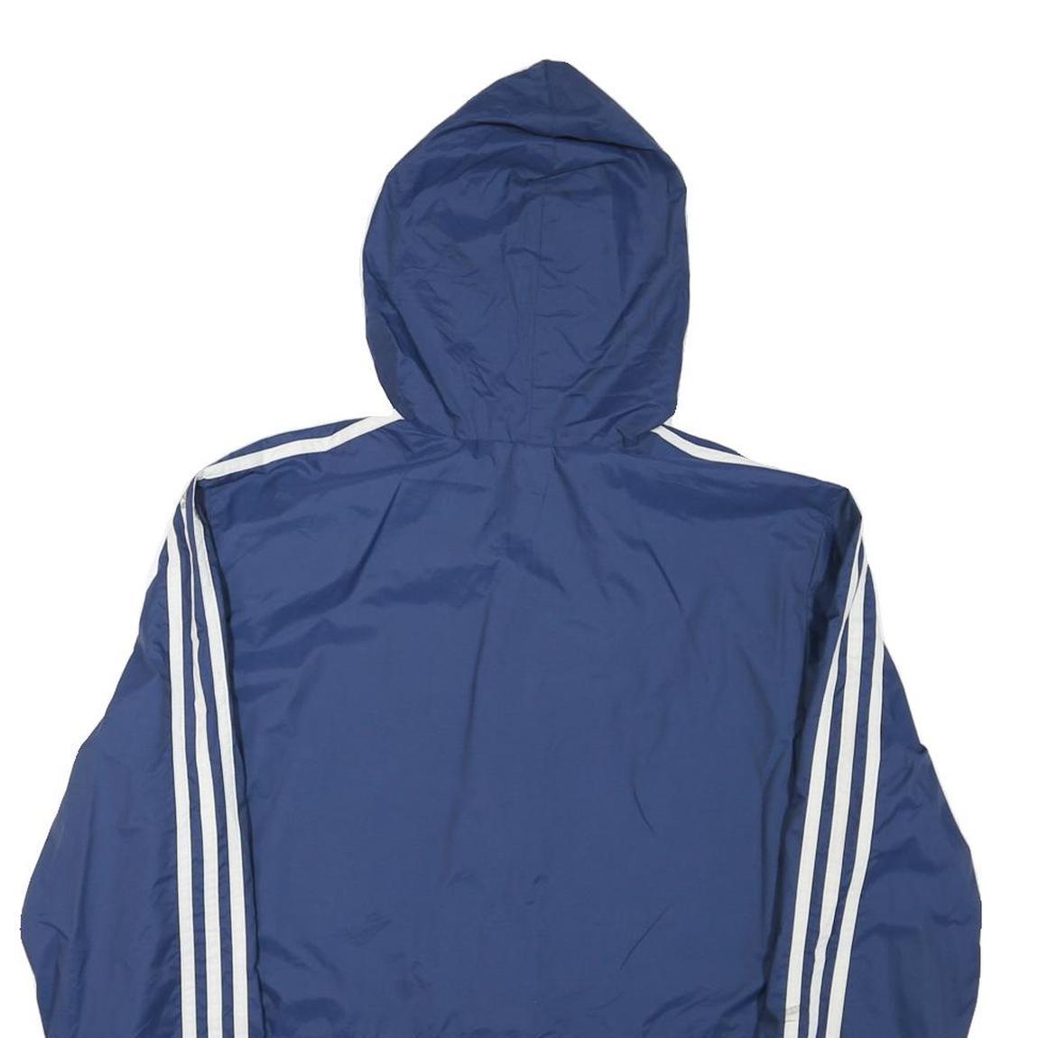 ADIDAS Mens Blue White Zip Hooded Nylon Jacket M Sportswear Track Outerwear