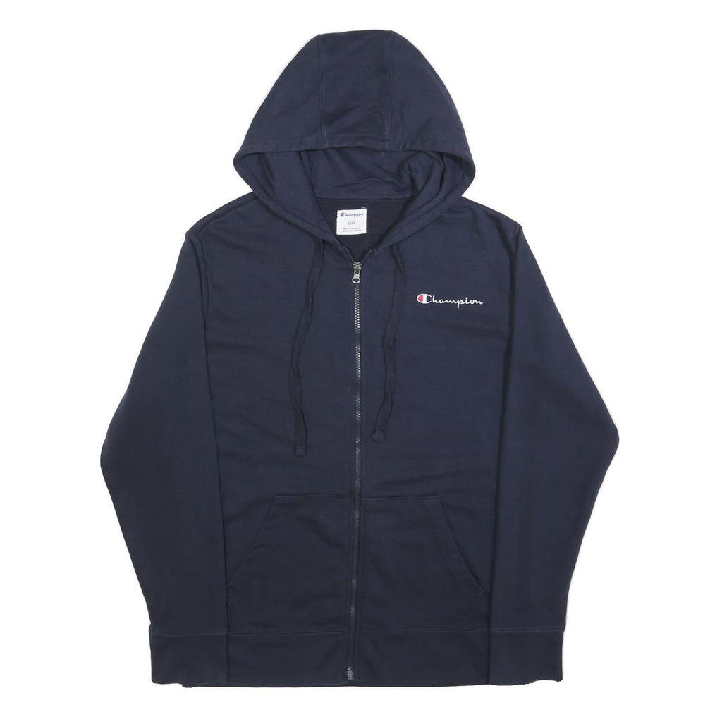 CHAMPION Mens Navy Blue Full Zip Hoodie M Cotton Blend Casual Zip Up