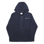 CHAMPION Mens Navy Blue Full Zip Hoodie M Cotton Blend Casual Zip Up