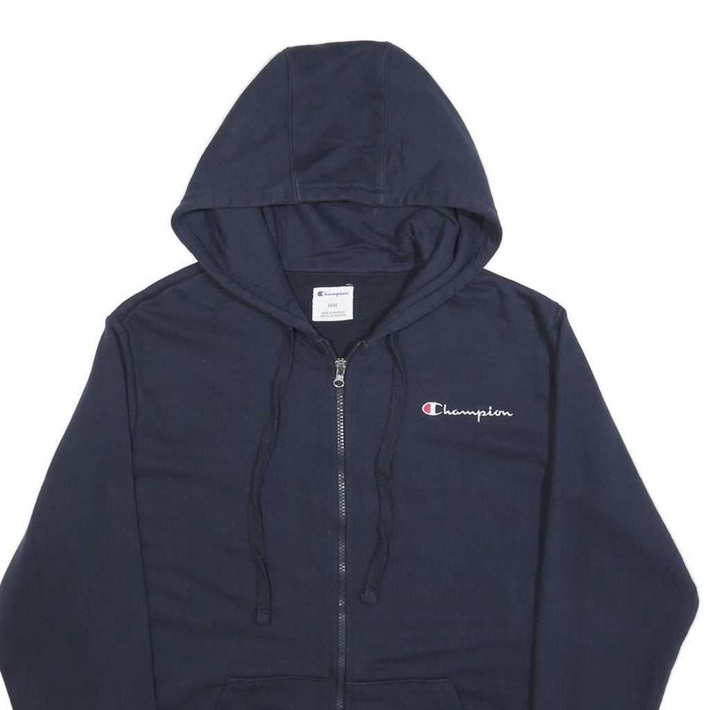CHAMPION Mens Navy Blue Full Zip Hoodie M Cotton Blend Casual Zip Up