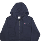 CHAMPION Mens Navy Blue Full Zip Hoodie M Cotton Blend Casual Zip Up