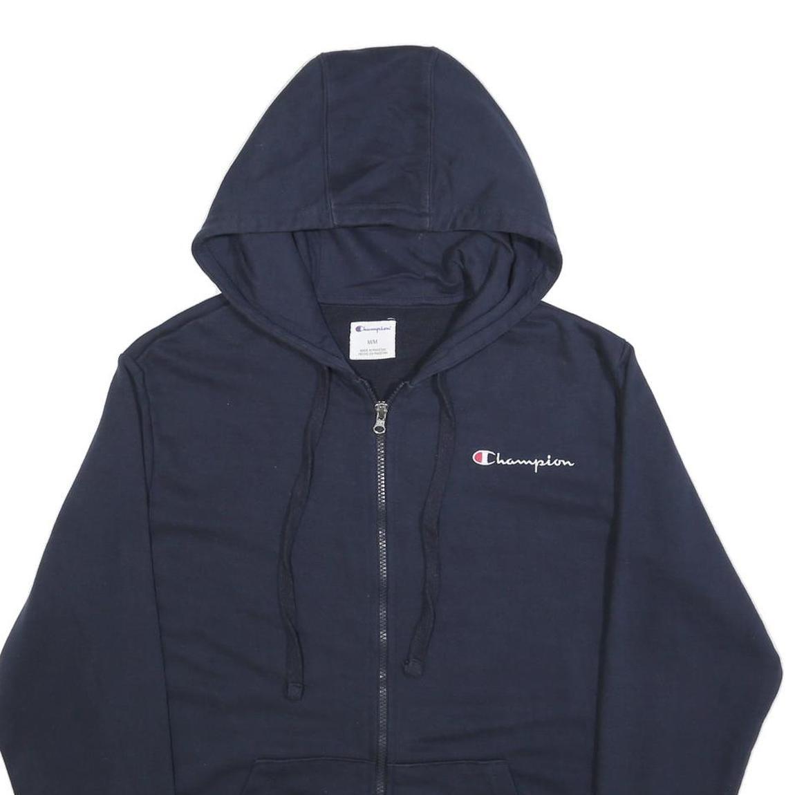 CHAMPION Mens Navy Blue Full Zip Hoodie M Cotton Blend Casual Zip Up