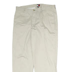 TOMMY HILFIGER Mens Cotton Beige Regular Straight Trousers W36 L29 Classic