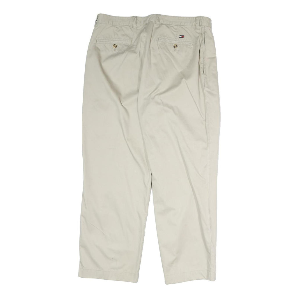 TOMMY HILFIGER Mens Cotton Beige Regular Straight Trousers W36 L29 Classic
