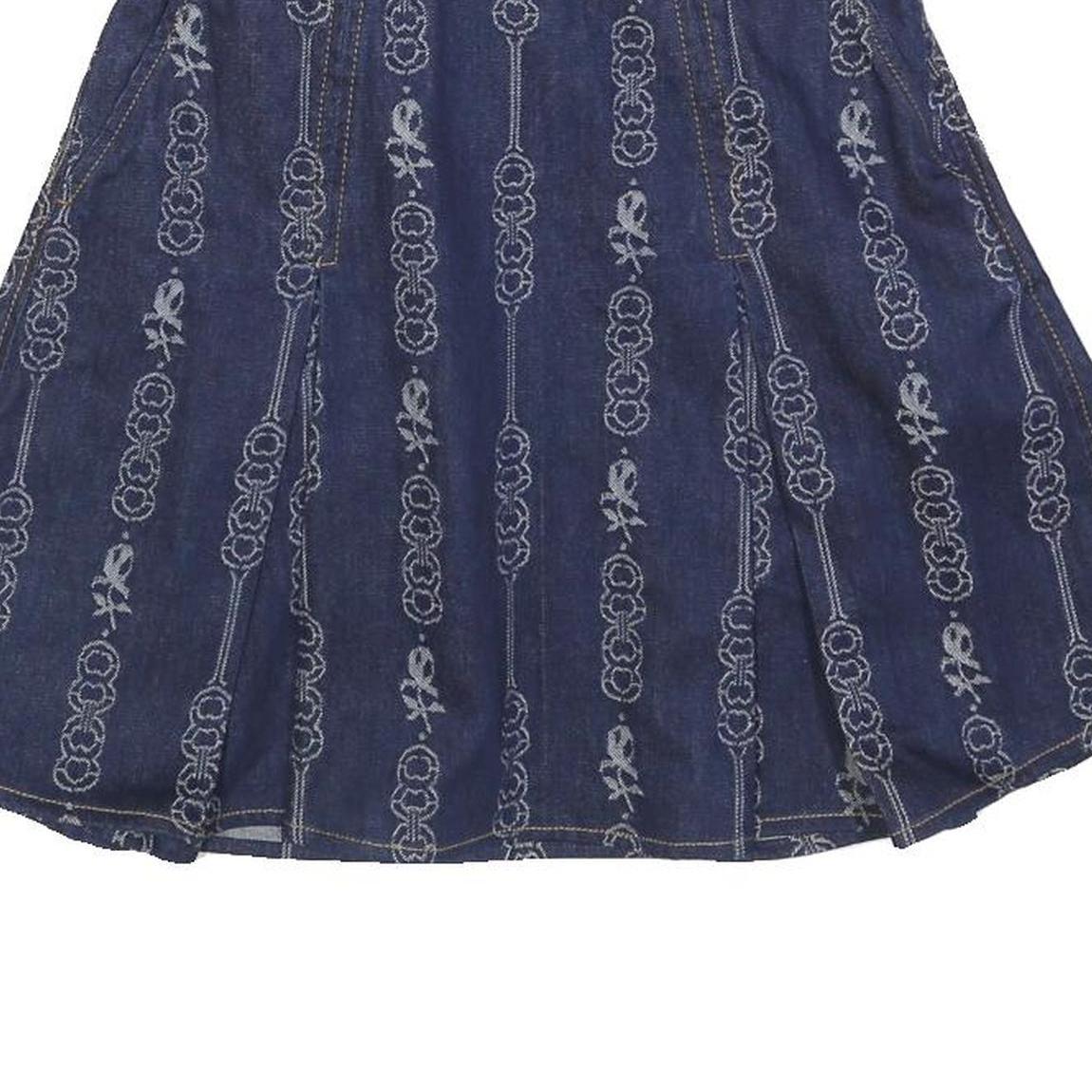 TORY BURCH Womens Blue Denim A-Line Short Cotton Skirt XS Embroidered Pattern
