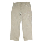 DICKIES Mens Cotton Blend Beige Regular Fit Straight Leg Trousers W36 L29