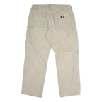 DICKIES Mens Cotton Blend Beige Regular Fit Straight Leg Trousers W36 L29