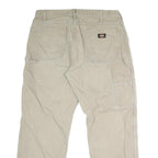 DICKIES Mens Cotton Blend Beige Regular Fit Straight Leg Trousers W36 L29
