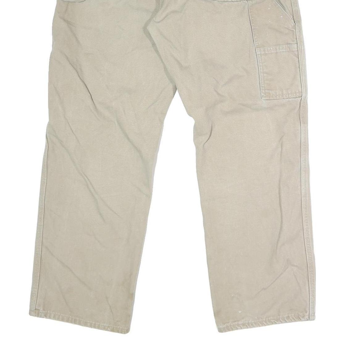 DICKIES Mens Cotton Blend Beige Regular Fit Straight Leg Trousers W36 L29