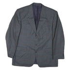 Mens Grey & Blue Check Blazer Tailored XL Polyester Blend Woven Button Jacket