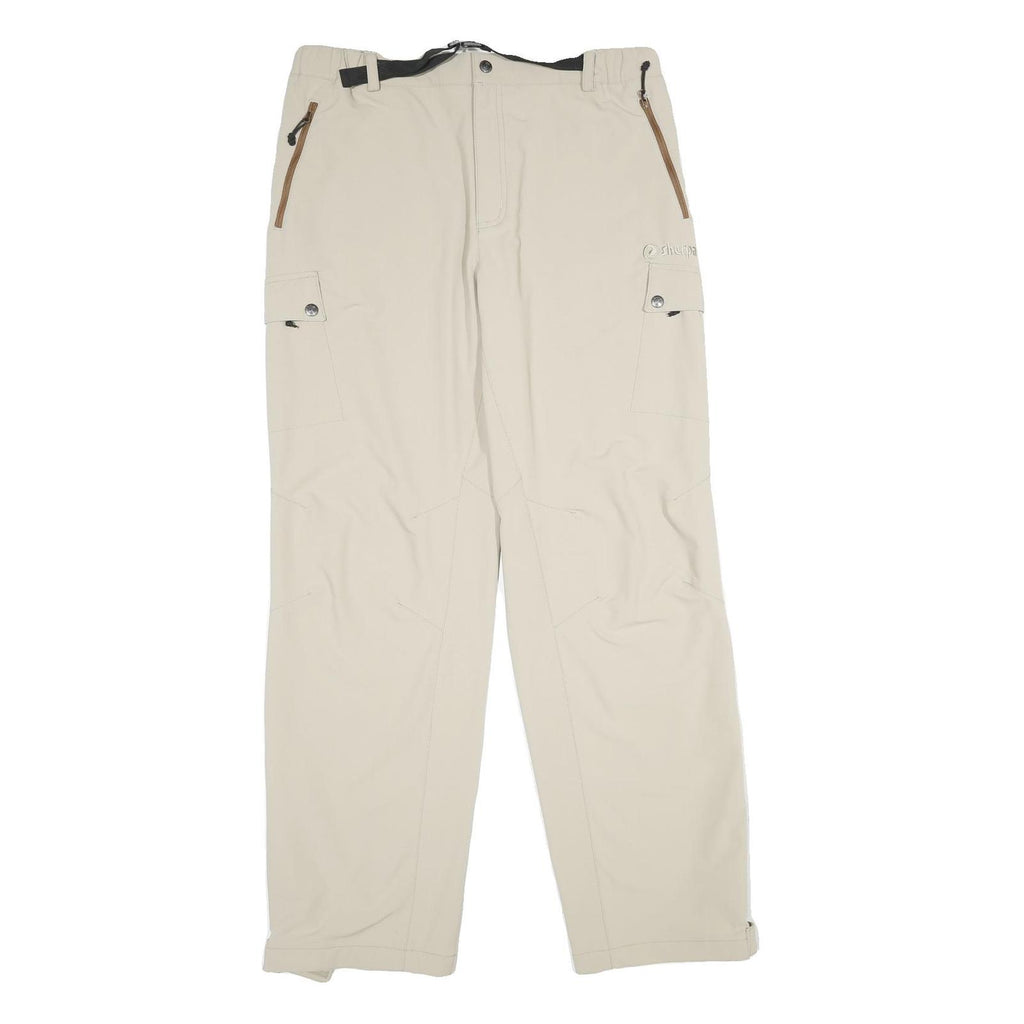 SHERPA Mens Regular Beige Polyester Blend Trousers W32 L34 Cargo Style Zip