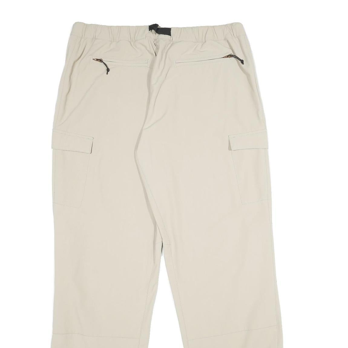 SHERPA Mens Regular Beige Polyester Blend Trousers W32 L34 Cargo Style Zip