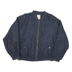 HAPPY LIFE Mens Navy Blue Bomber Jacket L Polyester Blend Plain Zip Casual