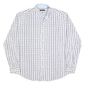 NAUTICA Mens White & Blue Check Shirt L Long Sleeve Button Cotton Blend Casual