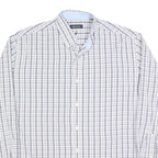 NAUTICA Mens White & Blue Check Shirt L Long Sleeve Button Cotton Blend Casual