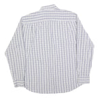 NAUTICA Mens White & Blue Check Shirt L Long Sleeve Button Cotton Blend Casual
