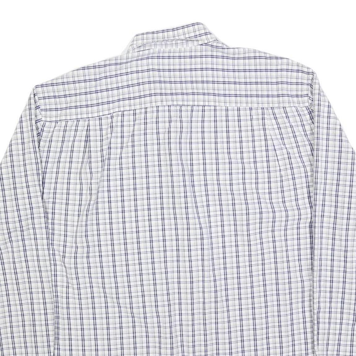 NAUTICA Mens White & Blue Check Shirt L Long Sleeve Button Cotton Blend Casual