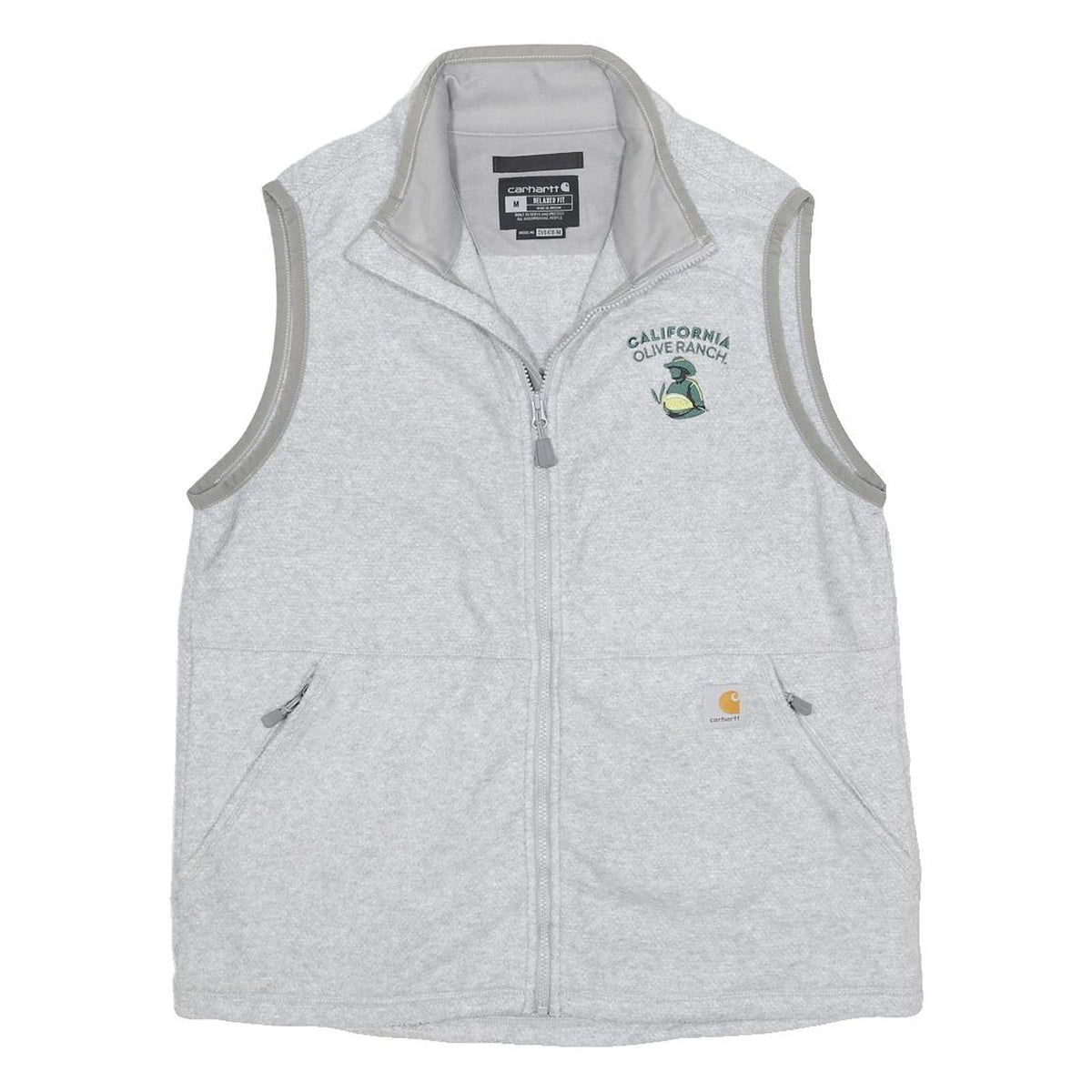 CARHARTT Mens Grey Gilet M Polyester Plain Zip Casual Lightweight
