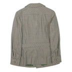Womens Beige & Brown Checked Wool Blend Jacket XS Woven Button Pocket Belted