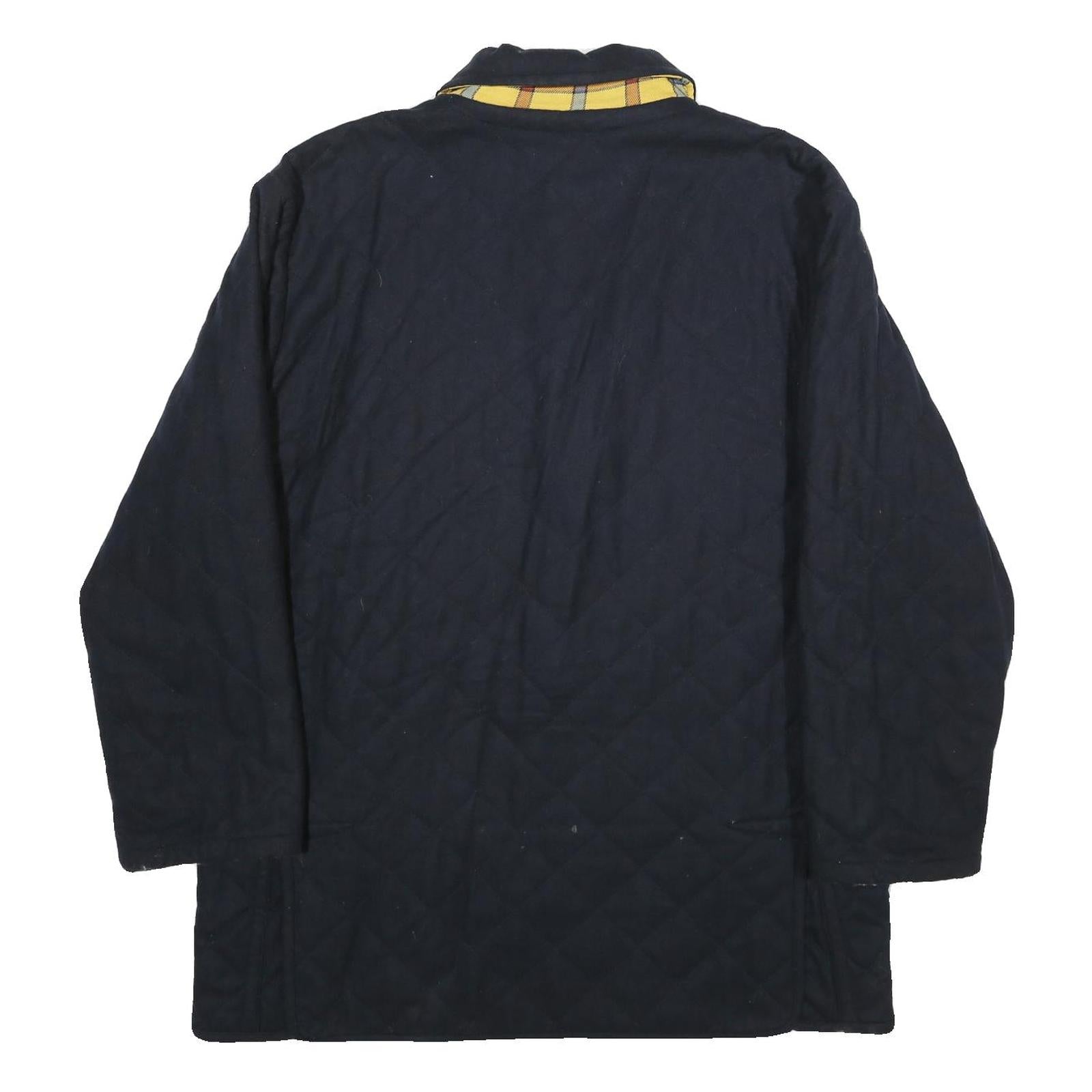 MCGREGOR Mens Navy Classic Quilted Wool Blend Jacket L Button Closure Warm