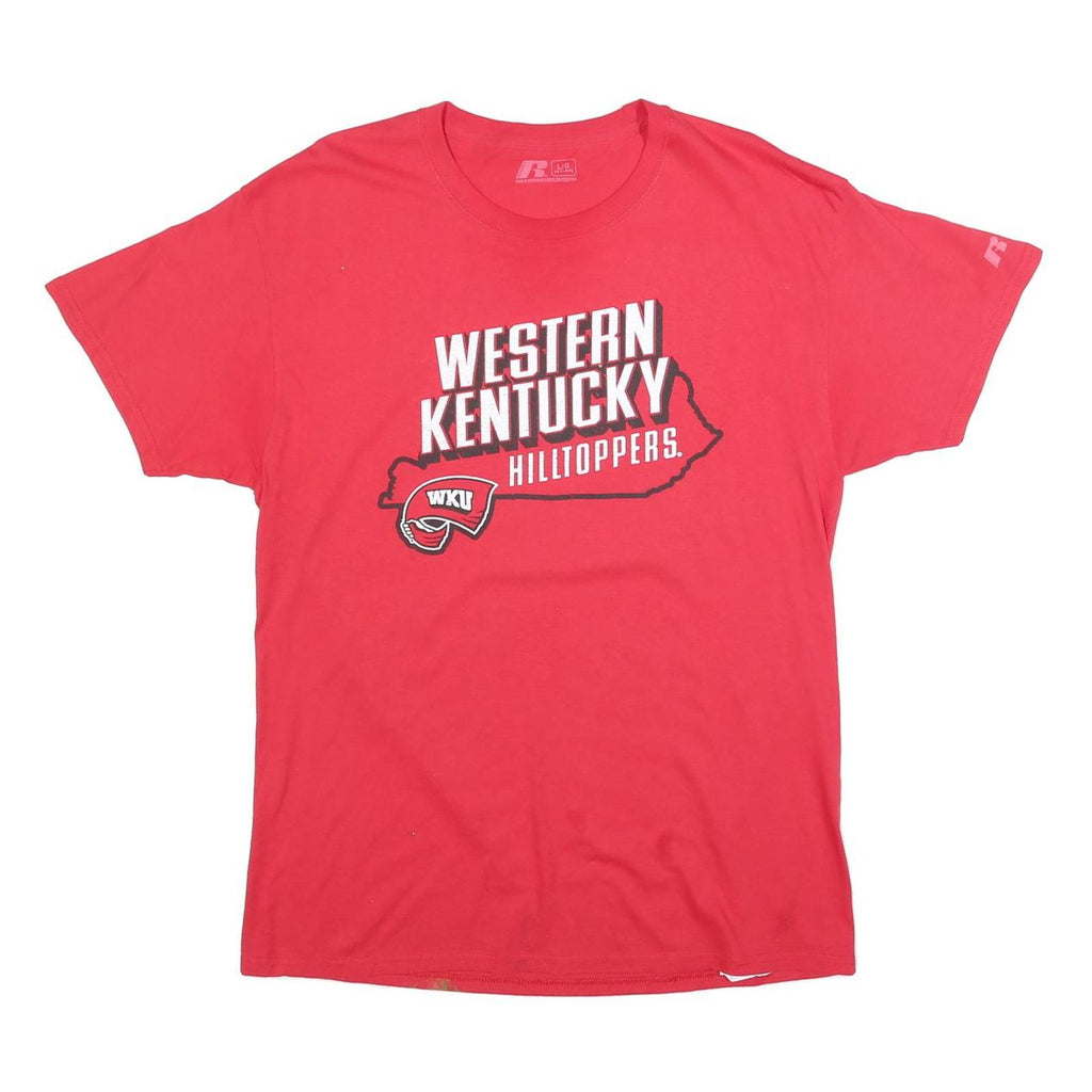 RUSSELL ATHLETIC Mens Red Western Kentucky Hilltoppers Graphic T-Shirt L Short
