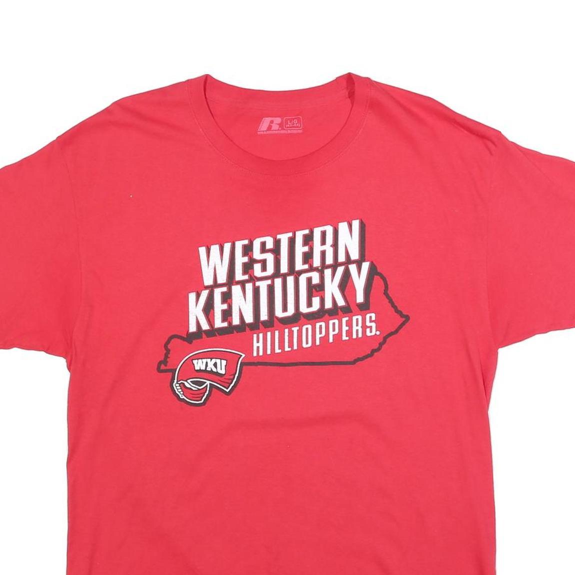 RUSSELL ATHLETIC Mens Red Western Kentucky Hilltoppers Graphic T-Shirt L Short