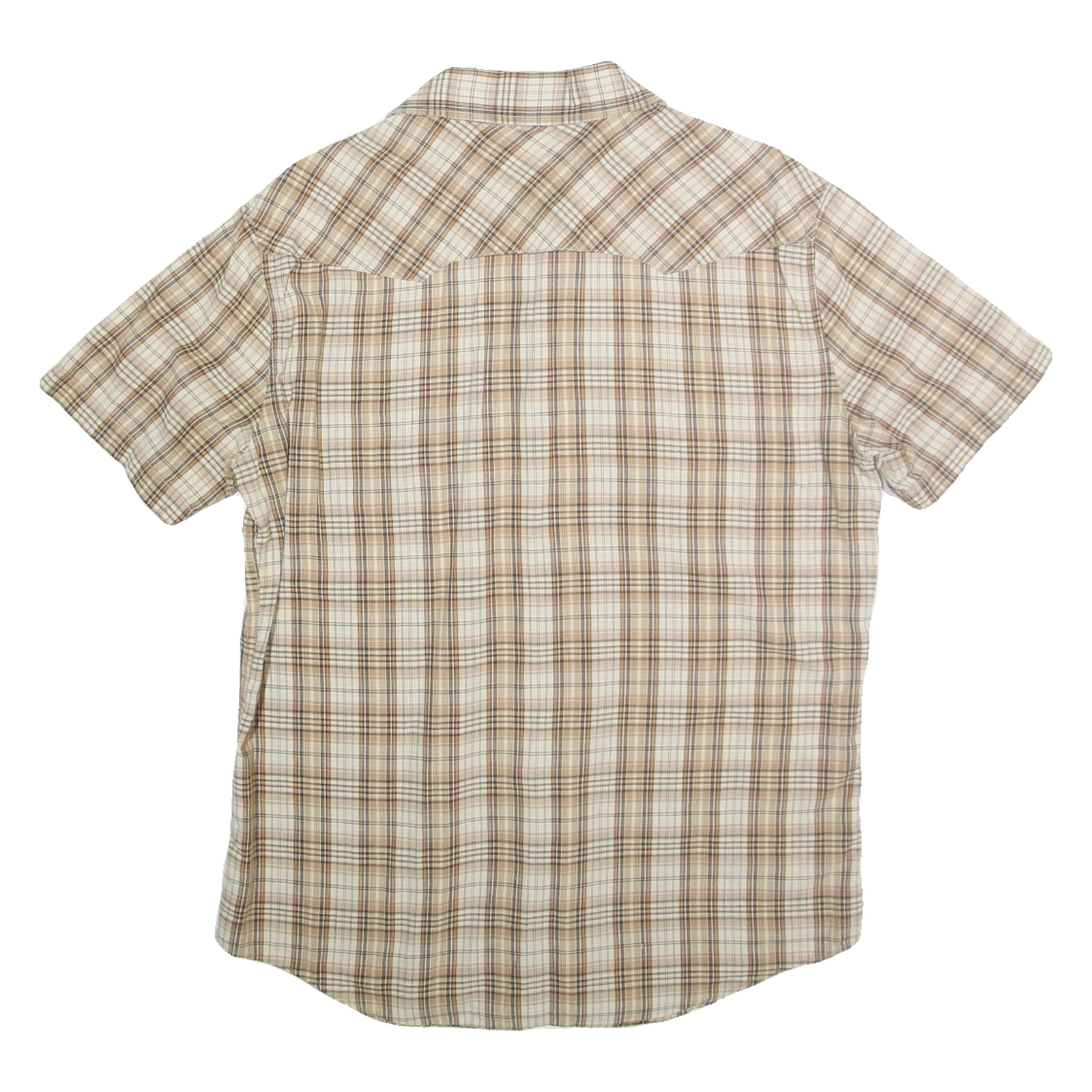 LEVI'S Mens Beige & Brown Check Casual Shirt M Short Sleeve Cotton
