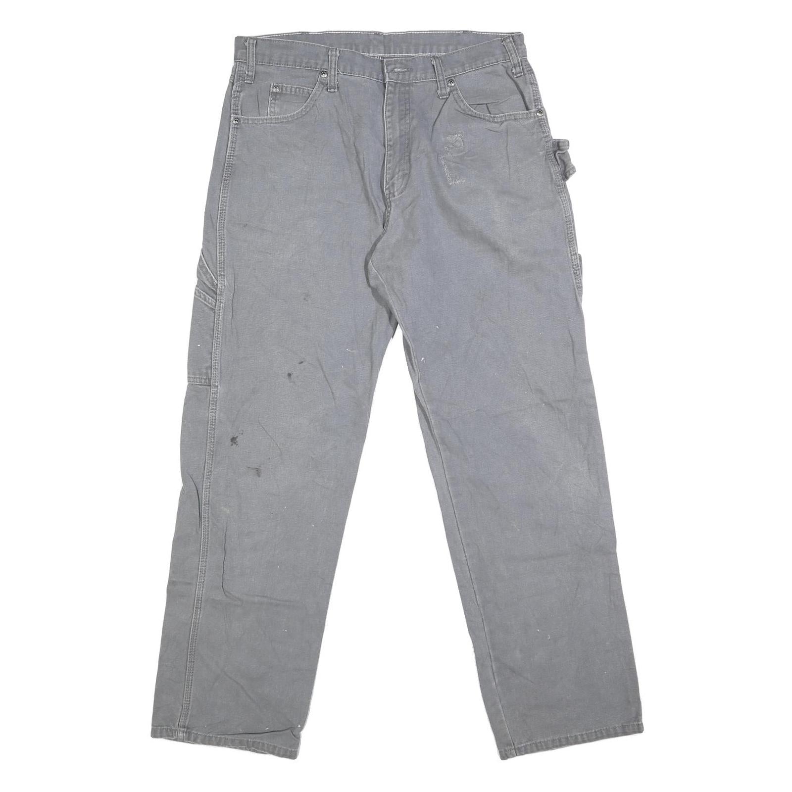 DICKIES Mens Jeans Grey Regular Straight Denim Medium W32 L31 Workwear