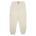 FB SISTER Womens Cotton Beige Casual Regular Fit Cargo Trousers W30 L27 Elastic