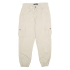 FB SISTER Womens Cotton Beige Casual Regular Fit Cargo Trousers W30 L27 Elastic