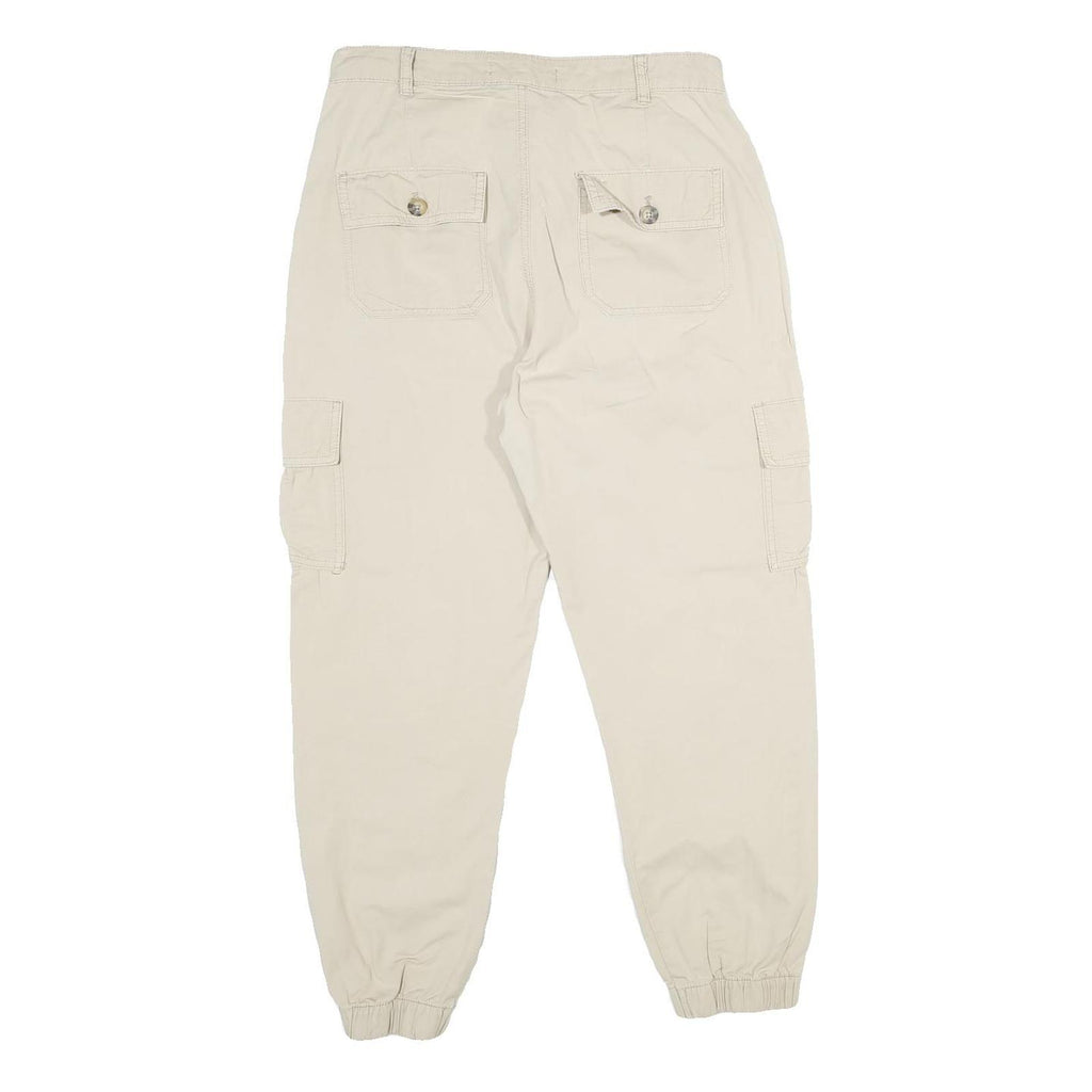 FB SISTER Womens Cotton Beige Casual Regular Fit Cargo Trousers W30 L27 Elastic