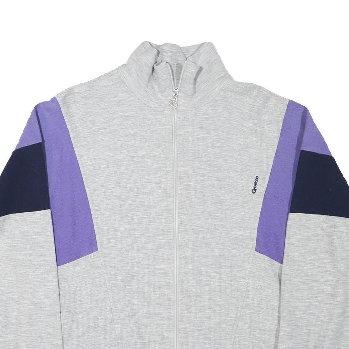 GONSO Mens Light Grey Navy & Purple Zip Jacket M Cotton Blend Casual Sportswear