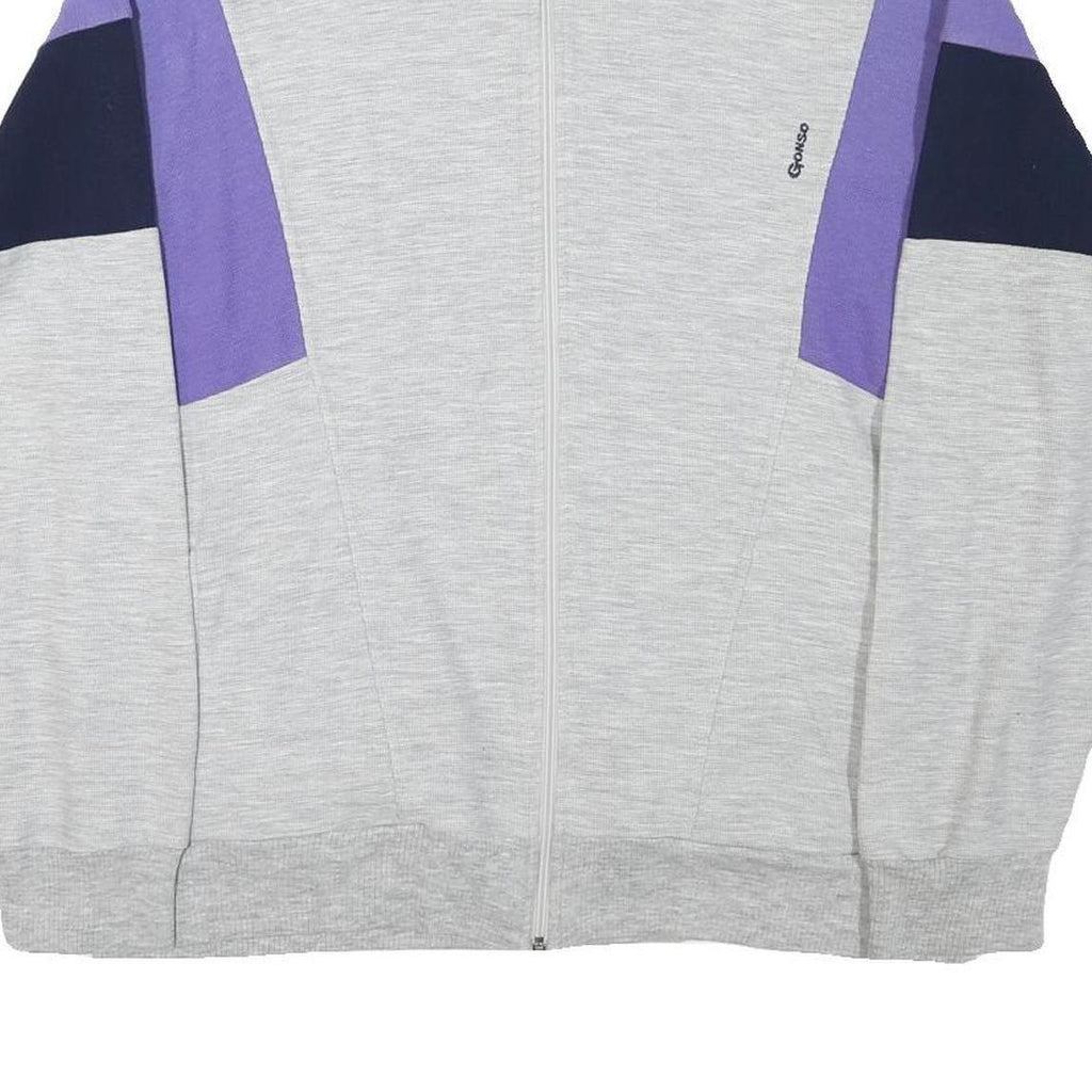 GONSO Mens Light Grey Navy & Purple Zip Jacket M Cotton Blend Casual Sportswear