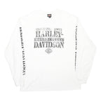 HARLEY DAVIDSON Mens White Logo Graphic T-Shirt XL Long Sleeve Crew Neck