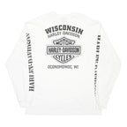 HARLEY DAVIDSON Mens White Logo Graphic T-Shirt XL Long Sleeve Crew Neck