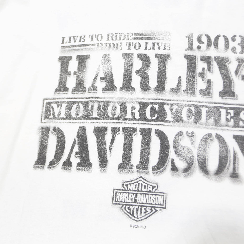 HARLEY DAVIDSON Mens White Logo Graphic T-Shirt XL Long Sleeve Crew Neck